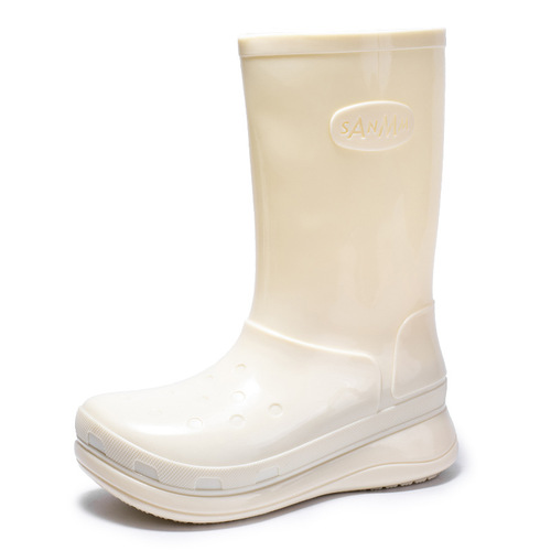 Fashion Women's Medium-High Calf Rain Boots, Waterproof, Export Style, Japanese Water Shoes, PVC Outer Wear Rubber Boot Covers, Waterproof Rain Boots