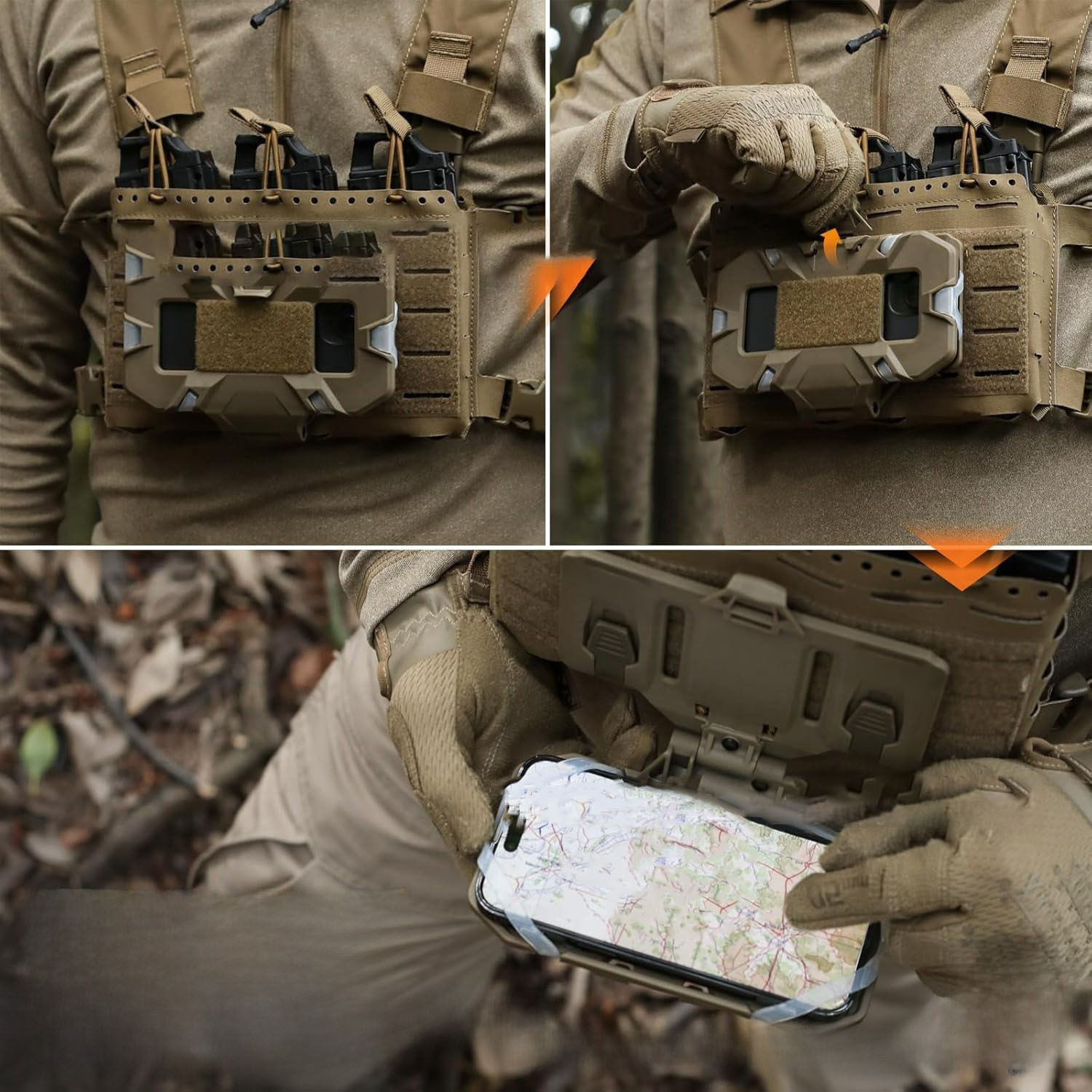 Chaleco táctico conveniente colgante de pecho general portador de placa de teléfono móvil del pecho plegable tabla de navegación chaleco soporte de teléfono móvil transfronterizo