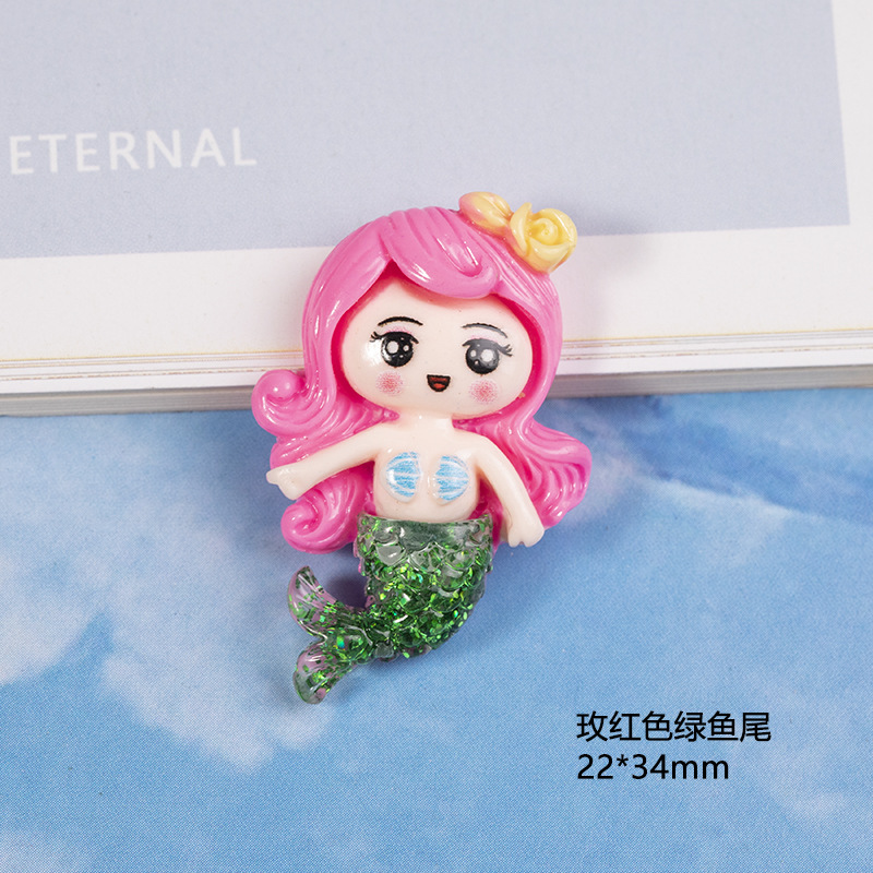 Nueva resina brillo sirena accesorios DIY crema pegamento caja del teléfono refrigerador de papelería material de parche de dibujos animados