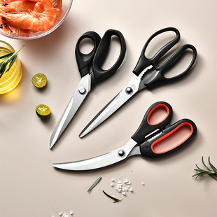 in stock wholesale Korean style barbecue scissors stainless steel kitchen scissors barbecue scissors multi-function household scissors