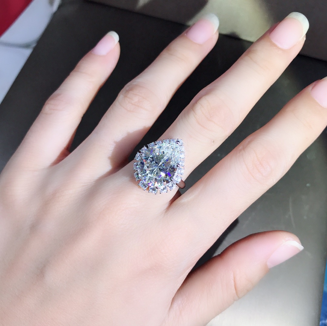 10 quilates VVS grado 3EX importado anillo de diamante de alto carbono plata esterlina de cinco capas de platino grueso anillo electrochapado