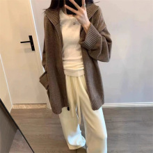 秋冬新款时尚简约立领双拉链针织开衫外套女韩版减龄气质外搭毛衣