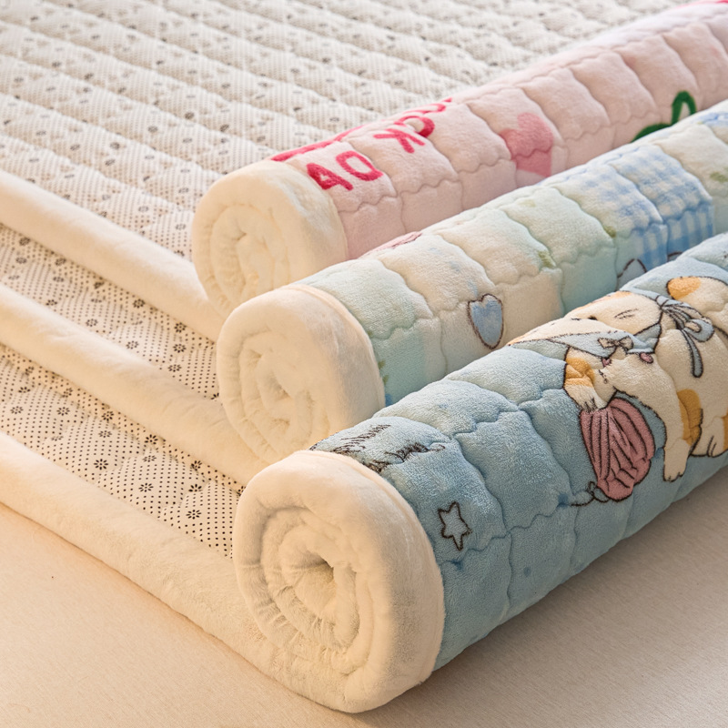 Milk Velvet Mattress Mattress Soft Cushion Household Thickeneded Dormitory Student Single Bedding Quilt Winter Plus Plush Blanket Mattress