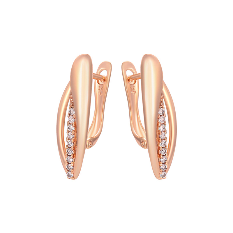 Aretes de Hebilla en D de Aleación con Diseño de Hoja para Mujer image 6
