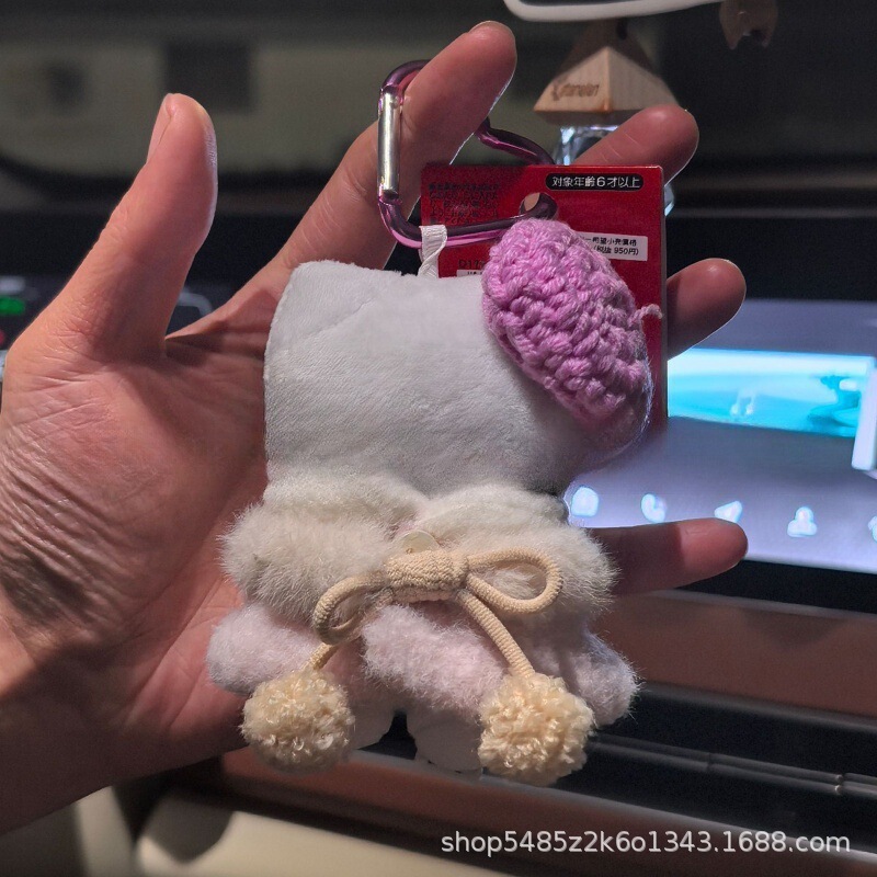 黑色草帽kitty帽宝宝挂件爱心扣公仔玩偶可爱赫本风挂饰钥匙扣|undefined