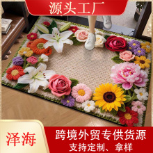 跨境入户地垫3D花卉简约风硅藻泥地垫玄关门口易打理吸水防滑垫