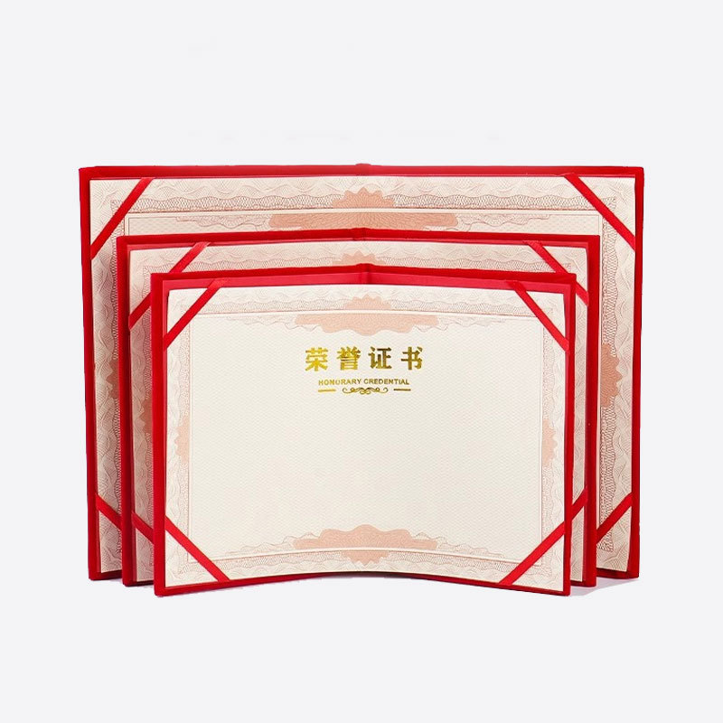 Certificado de honor cubierta de capacitación ganadora Certificado de finalización Impresión en relieve Carta de empleo estampada en la página interna Certificado de honor a4