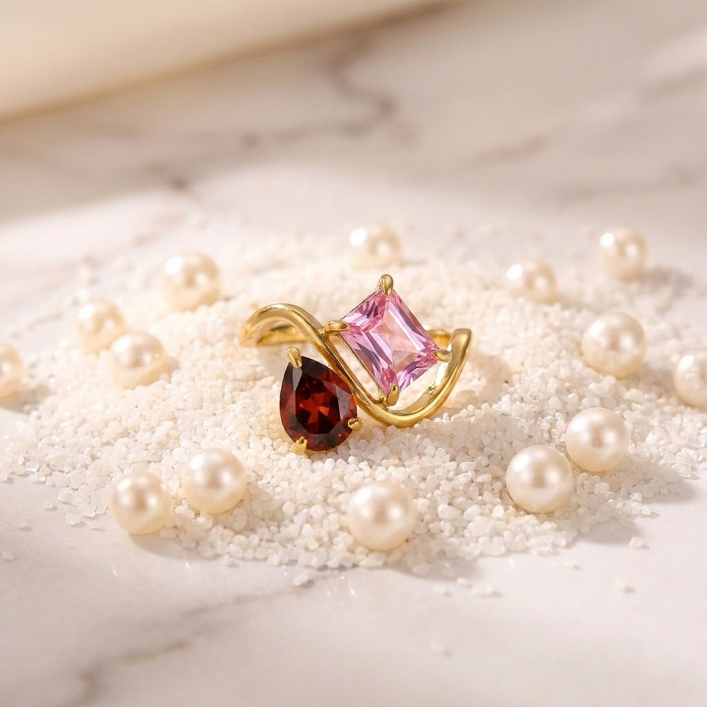 12 Birthstone Ring Replaceable Colored Gemstone Ring Luxury Titanium Steel Gold Plated Ring Women