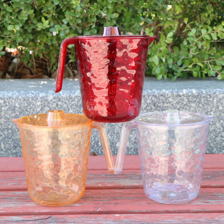 大容量加深啤酒杯喝水杯 加厚塑料带盖冰川纹水杯 学生防摔口杯