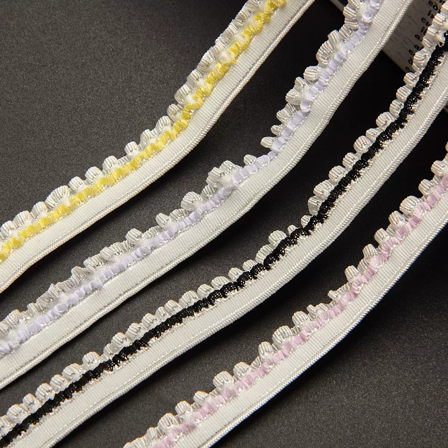 1cm双层窄边木耳褶皱荷叶边娃衣袖口配饰弹力松紧带diy彩条花边