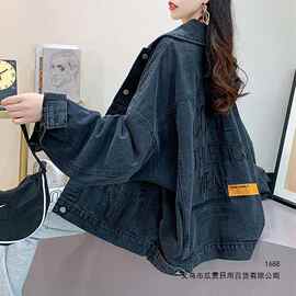 感黑色牛仔外套女2026新款设计感复古港味学生韩版宽松牛仔衣
