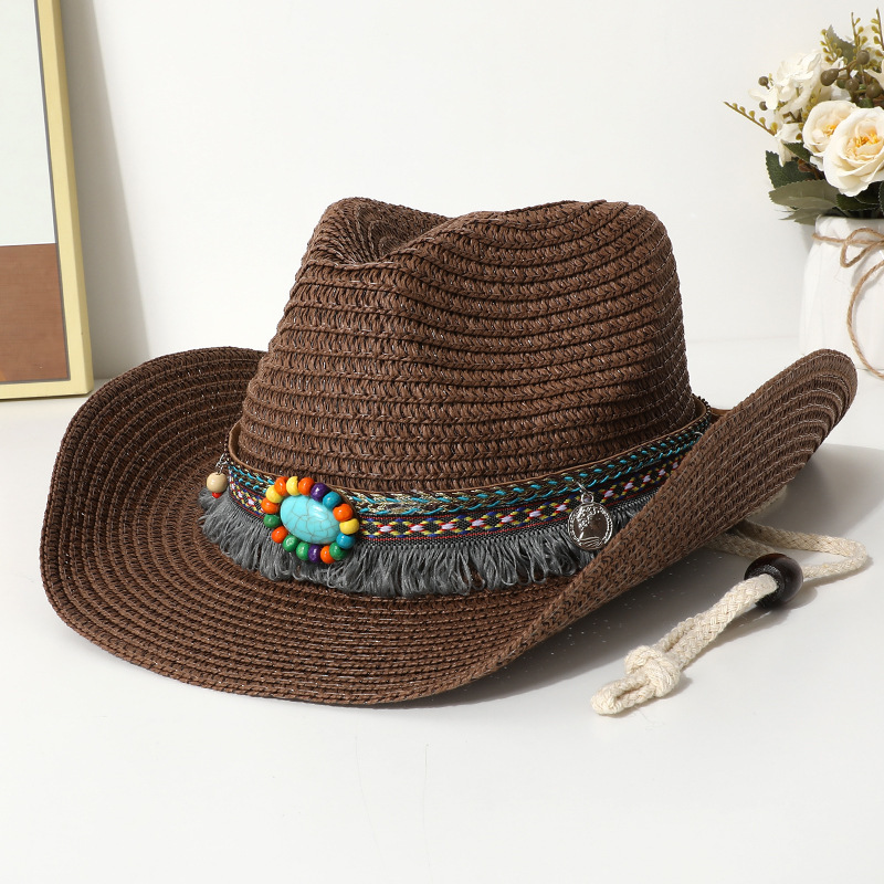 Damen Cowboyhut Im Ethno-stil Aus Jeansstoff Für Den Sommer_voghion.com