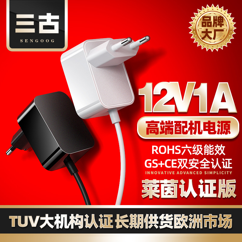 12v1a电源适配器欧规德规gs认证高品质欧标ce认证莱茵电源适配器