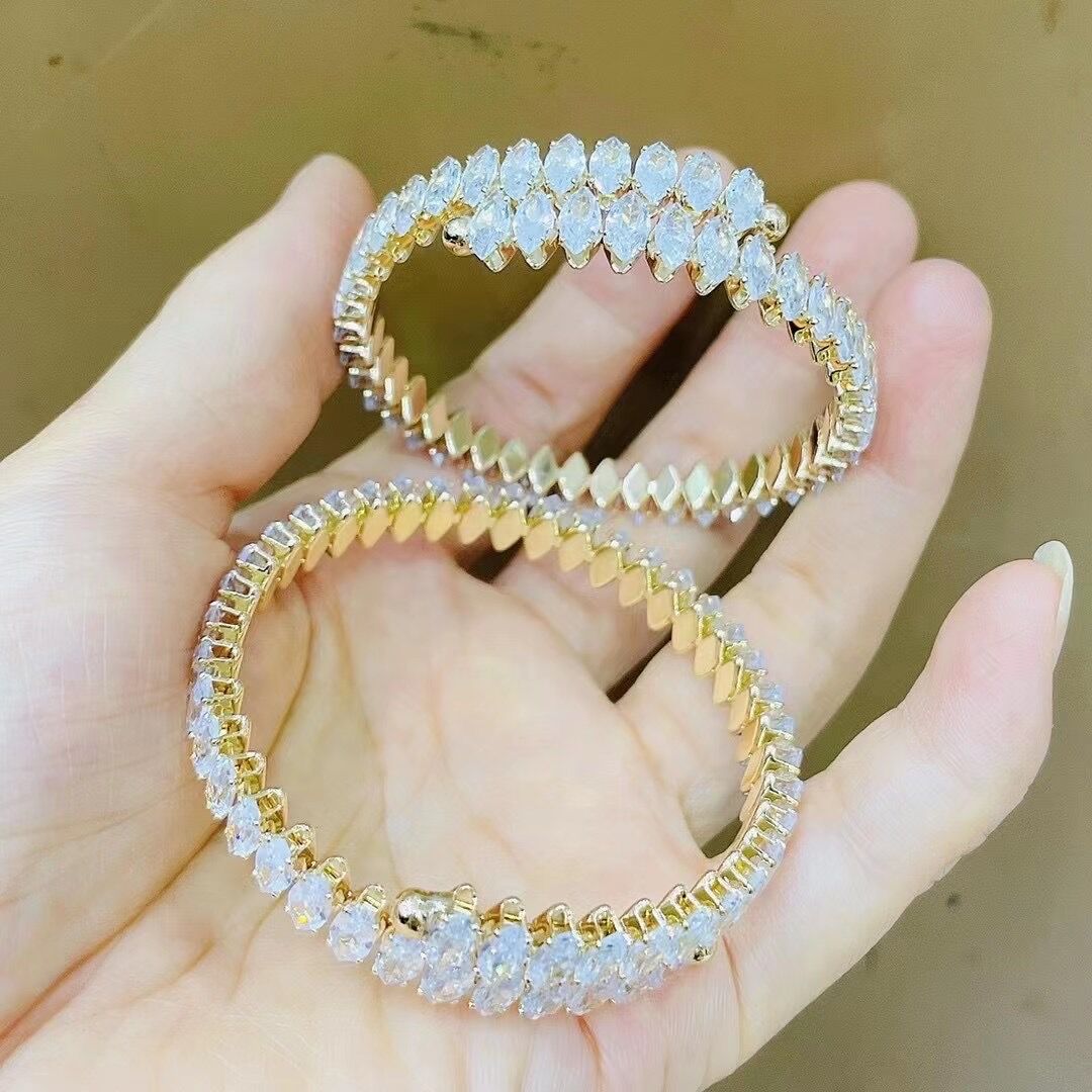 30g Weight Zircon Inlay Material Anniversary, Business, Travel Occasion Foreign Trade New Horse Eye Bracelet  Fashion And Fully-jewelled Zircon Bracelet Hip Hop Male And Female Bracelets One Piece Dropshipping