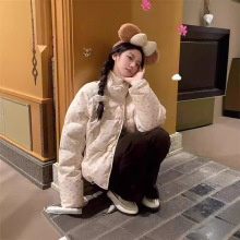 韩版小清新碎花立领棉服女冬季新款设计感宽松加厚学生棉衣短外套
