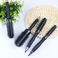 黑色圓筒捲髮梳子陶瓷造型尼龍齒滾梳髮廊耐高溫順發大波浪鋁管梳