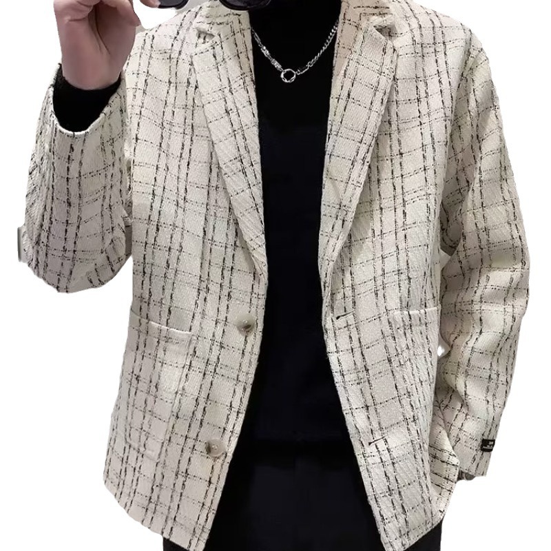 Xiaoxiang-stil til mænd, trendy mærke, eksklusiv sans, afslappet og flot, britisk stil, lille efterårsjakkesæt_voghion.com