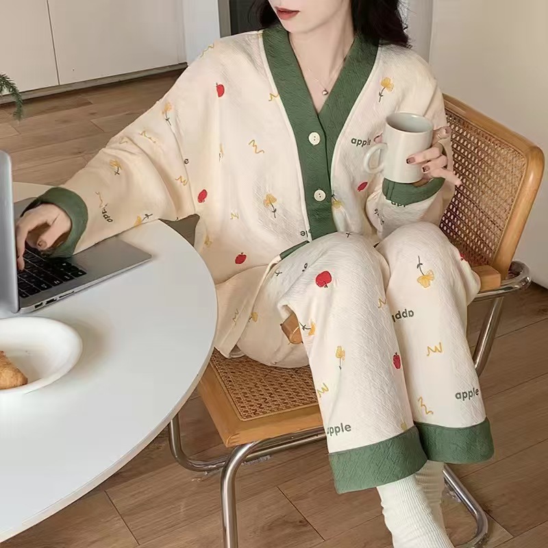 [맞춤화 · 지원세대 지원] 하이 퀄리티 면샌드위치 자카드 실물매장 해외무역 교차 여성 세트