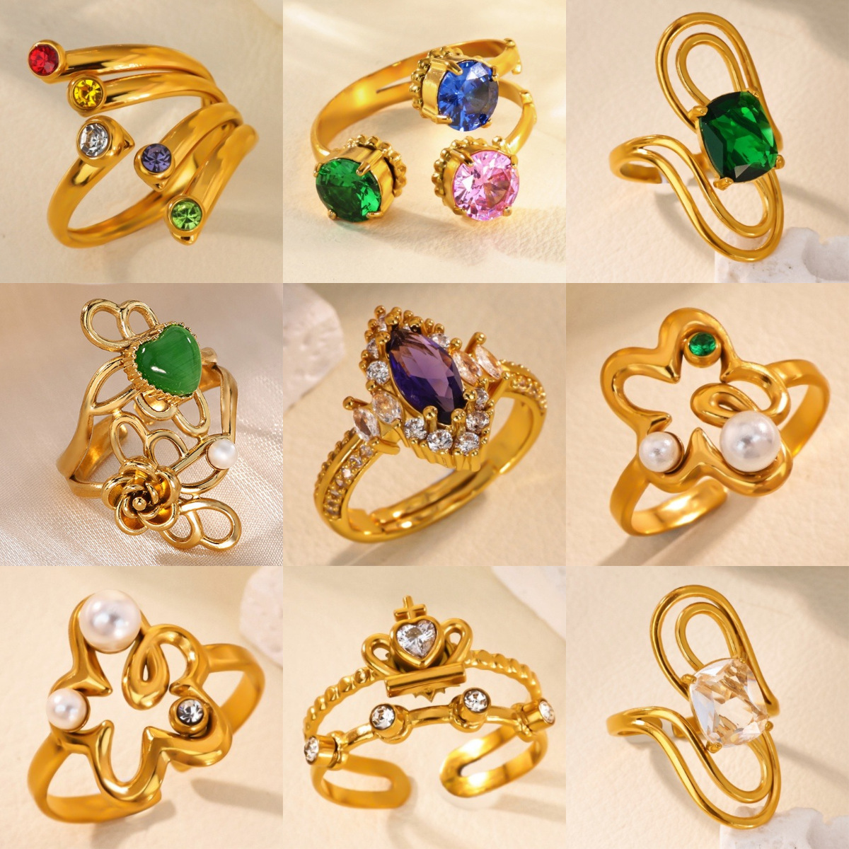 Anello di design scintillante da donna elegante e confortevole_voghion.com