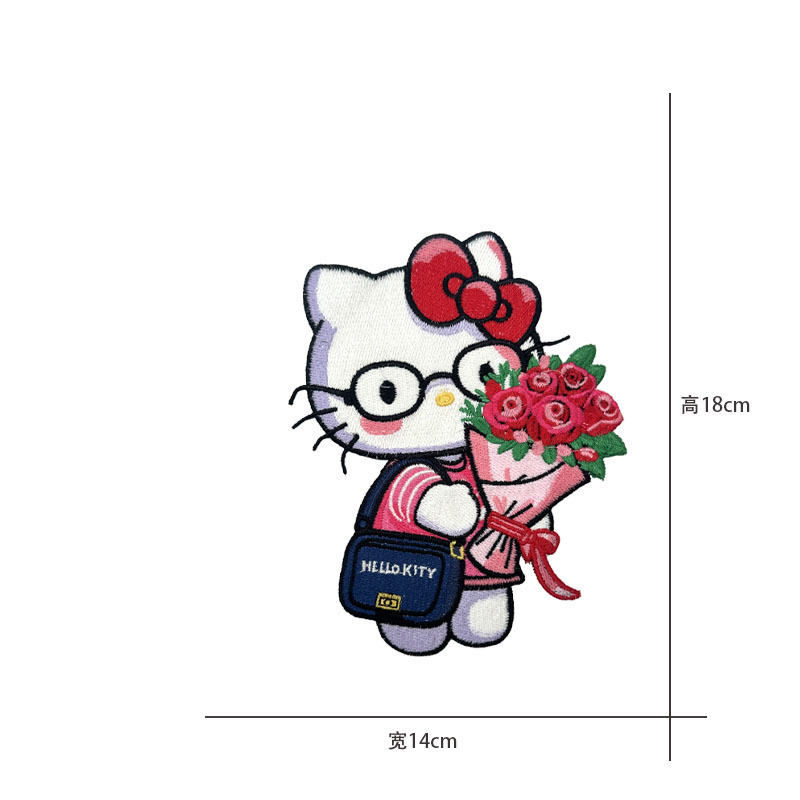 Cartoon al por mayor bordado por computadora kt pegatinas de tela de gato Sanliogou diy pegatinas de parche tejido cesta de ropa adorno accesorios pegatinas