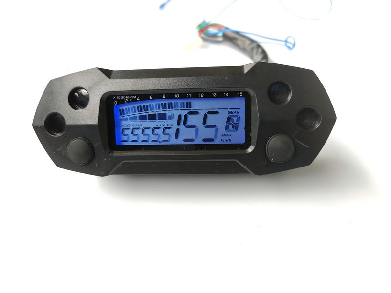 Cross-Border Motorcycle Modification Universal Mini Lcd Instrument Off-Road Vehicle Small Adjustable Speedometer Fuel Gauge