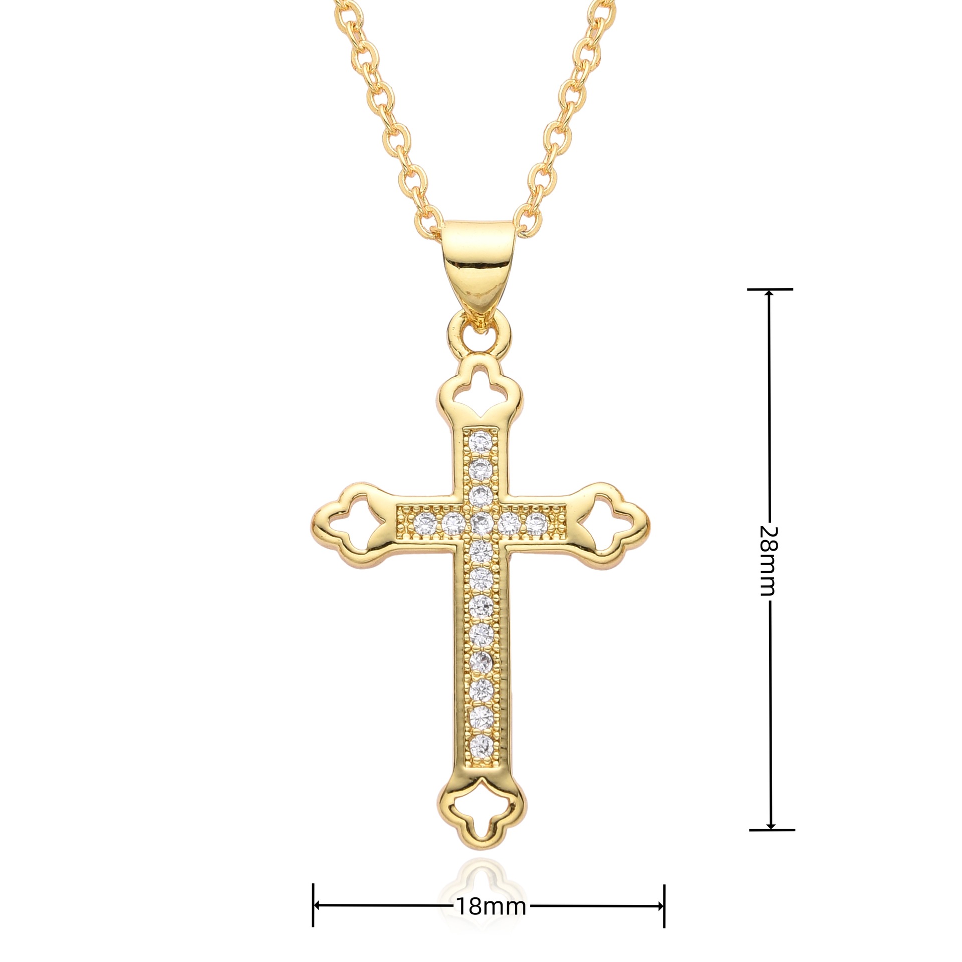 Copper Gold Plated Simple Style Shiny Cross Hollow Out Inlay Zircon Pendant Necklace display picture 19