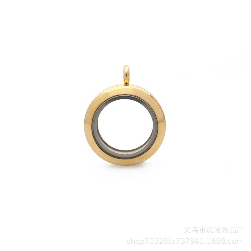 Gawu caja de acero inoxidable redonda de cristal caja de la foto cinabrio COLLAR COLGANTE hombres y mujeres Universal de múltiples tamaños disponibles