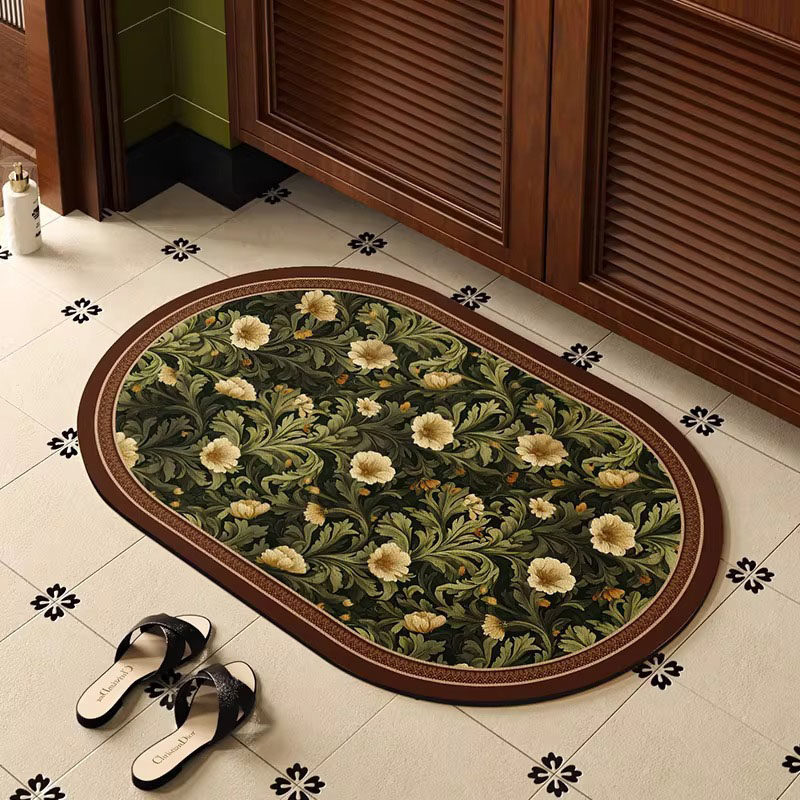 Bathroom Floor Mat, American Retro Style, High-End, Water-Absorbent Leather Non-Slip Foot Mat, Household Bathroom Dirt-Resistant, No-Wash Floor Mat Bathroom Floor Mat, American Retro Style, High-End, Water-Absorbent Leather Non-Slip Foot Mat, Household Bathroom Dirt-Resistant, No-Wash Floor Mat
