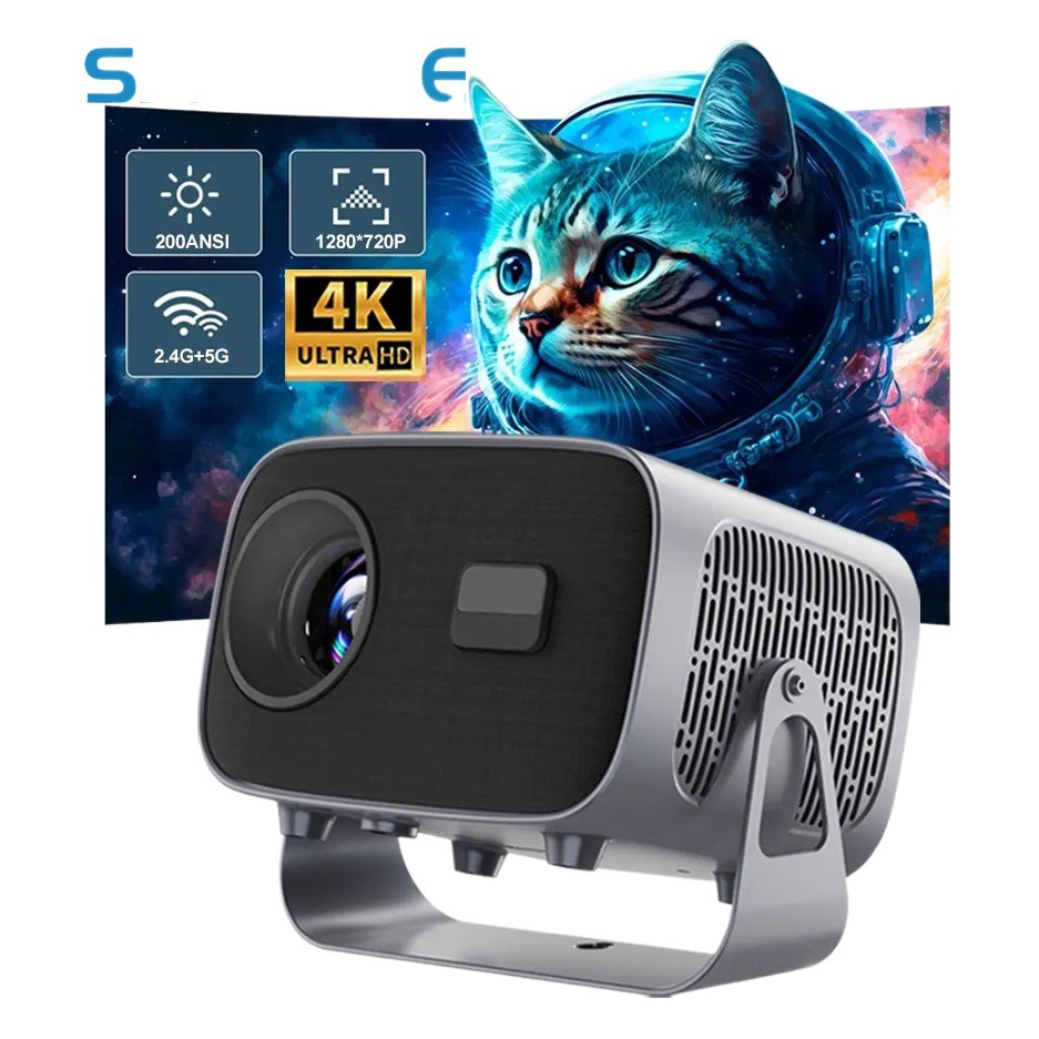 Android 1080p HD proyector portátil 360 grados de rotación con soporte proyector de oficina en casa transfronteriza