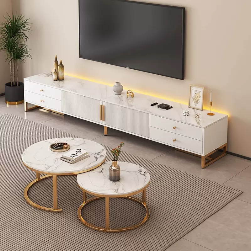 电视柜客厅家用2025新款小户型收纳储物一体落地电视机柜茶几组合