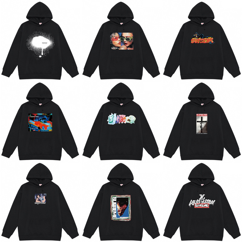 Trendy Brand Autumn and Winter New Pure Cotton Supreme Trendy Brand Box Cross-Border Export Hooded Sweatshirt Long-Sleeved Hoodie Jacket