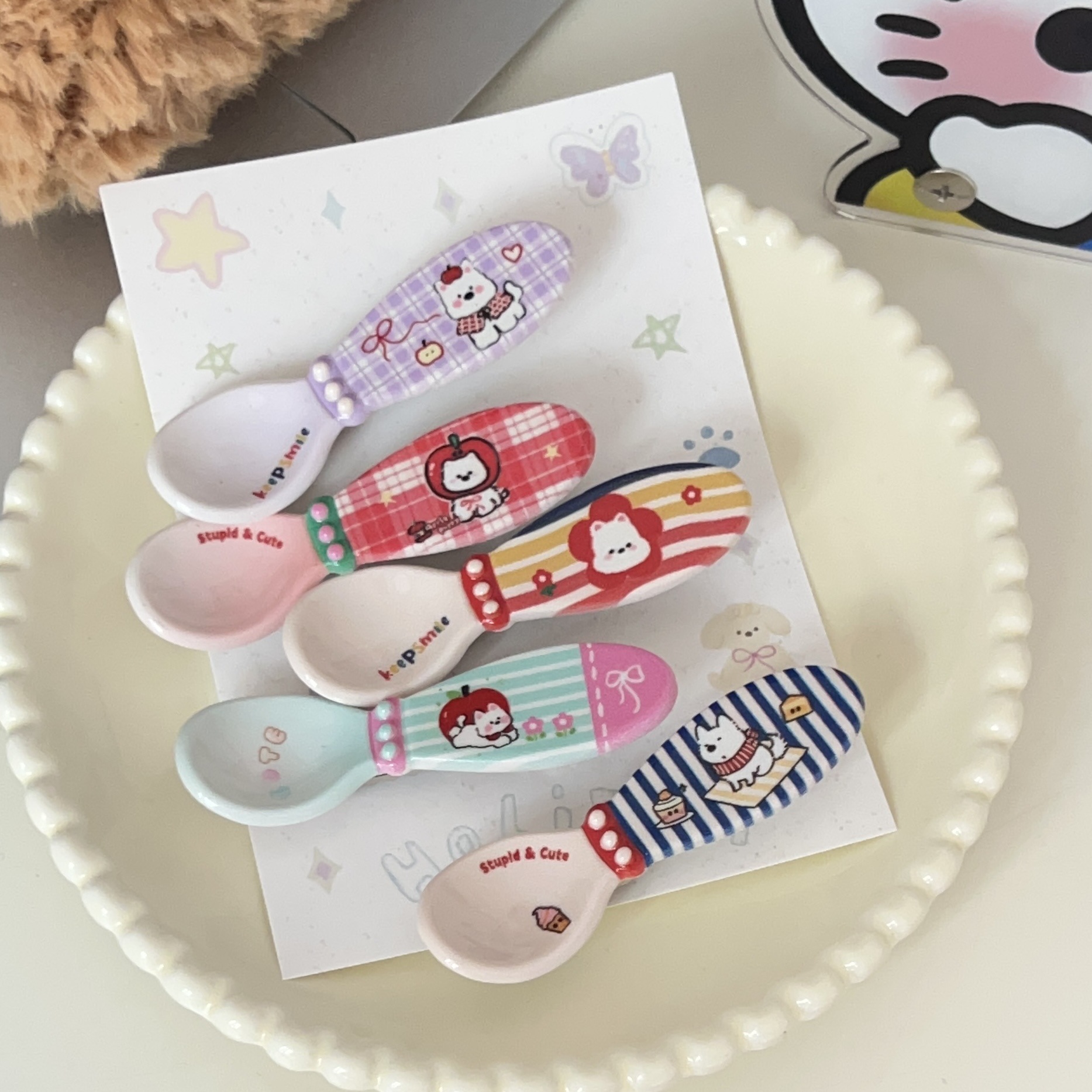 可爱西高地小狗勺子发夹卡通少女心趣味搞怪仿真餐具日韩发卡发饰