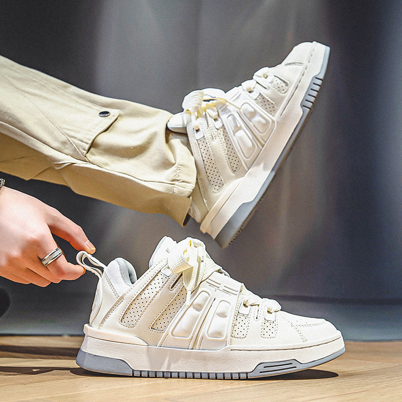 Versatile Solid Colour Casual Shoes For Men Thick Sole Trainers_voghion.com