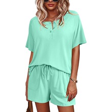 Y 36828 Women's Solid Color Short Sleeve Set ����̿���װ