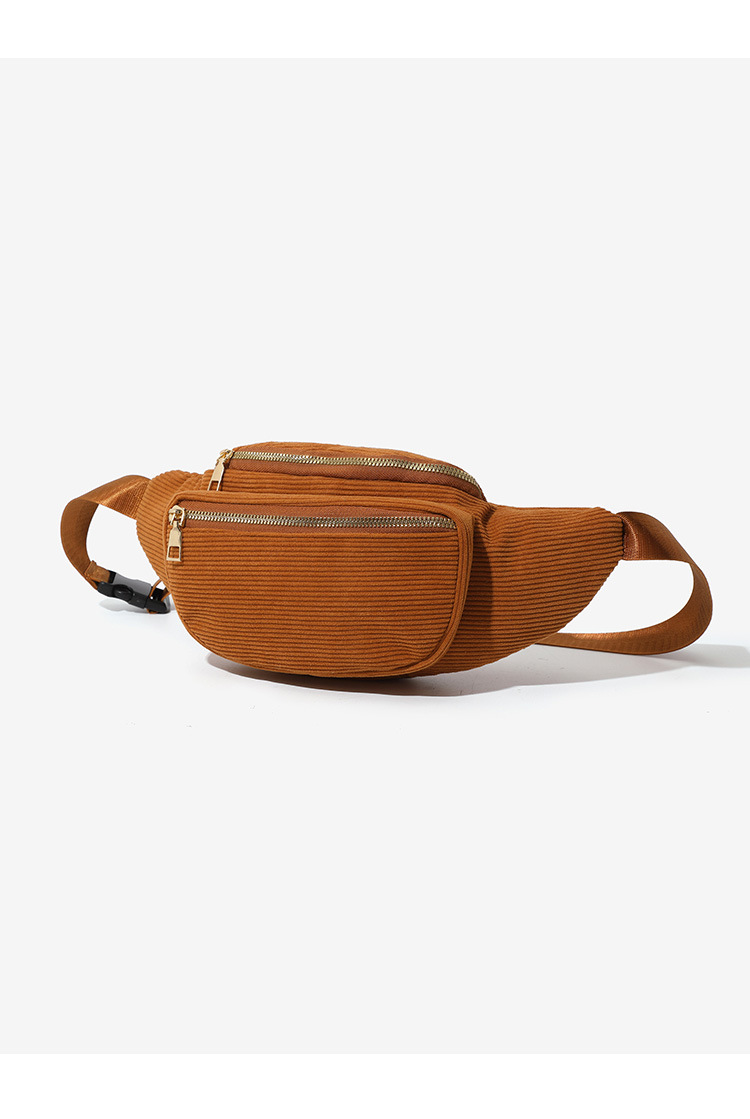 101g Weight Polyester Lining Material Zipper Closure Type Single Shoulder Strap Strap Type Fanny Pack Bags Type Casual, Street Occasion Corduroy Material Solid Color Pattern Spring Season Women's Gender Streetwear Style Dumpling Shape Shape Medium Size Women's Streetwear Solid Color Corduroy Waist Bags 8