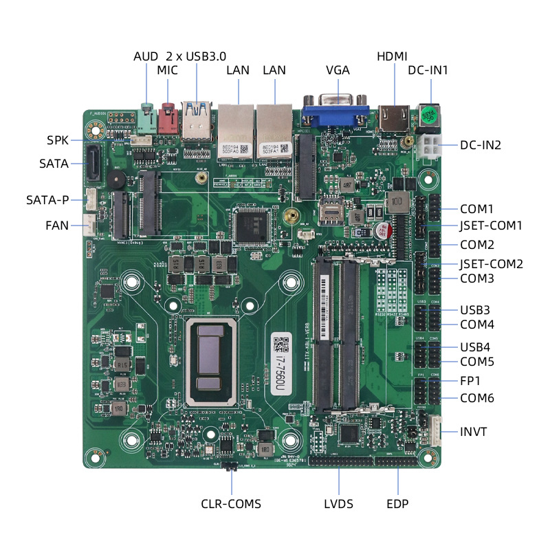 多串口ITX游戏主板酷睿i3i5LVDS EDP双千兆网口工业级工控主板