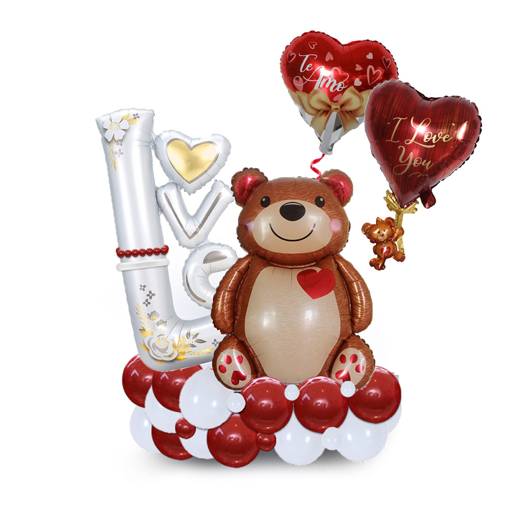 Nuevo Día de San Valentín traje globo película de aluminio amor impresión globo boda confesión fiesta bandera diseño Decoración