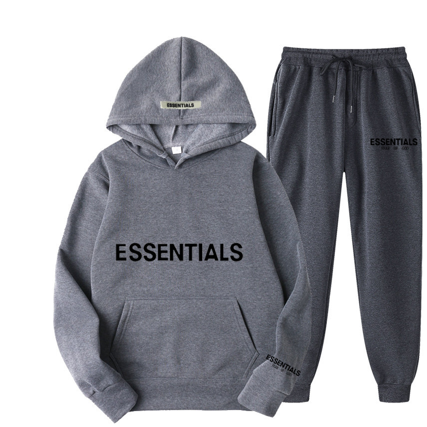 TEMOR DE DIOS doble línea Essentials Zambia moda marca pecho impreso LOGO pareja HOODIE sweater NIEBLA