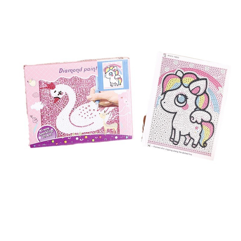 Diamante completo enmarcado de dibujos animados DIY5D hecho a mano punto de cruz pintura de ladrillo Pintura transfronteriza de diamantes para niños en caja de color Amazon