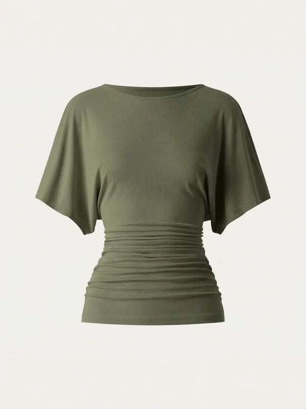 Boat neck bat sleeve side lapel top stylish and comfortable women's fashion, summer tops for women summer vibe 2