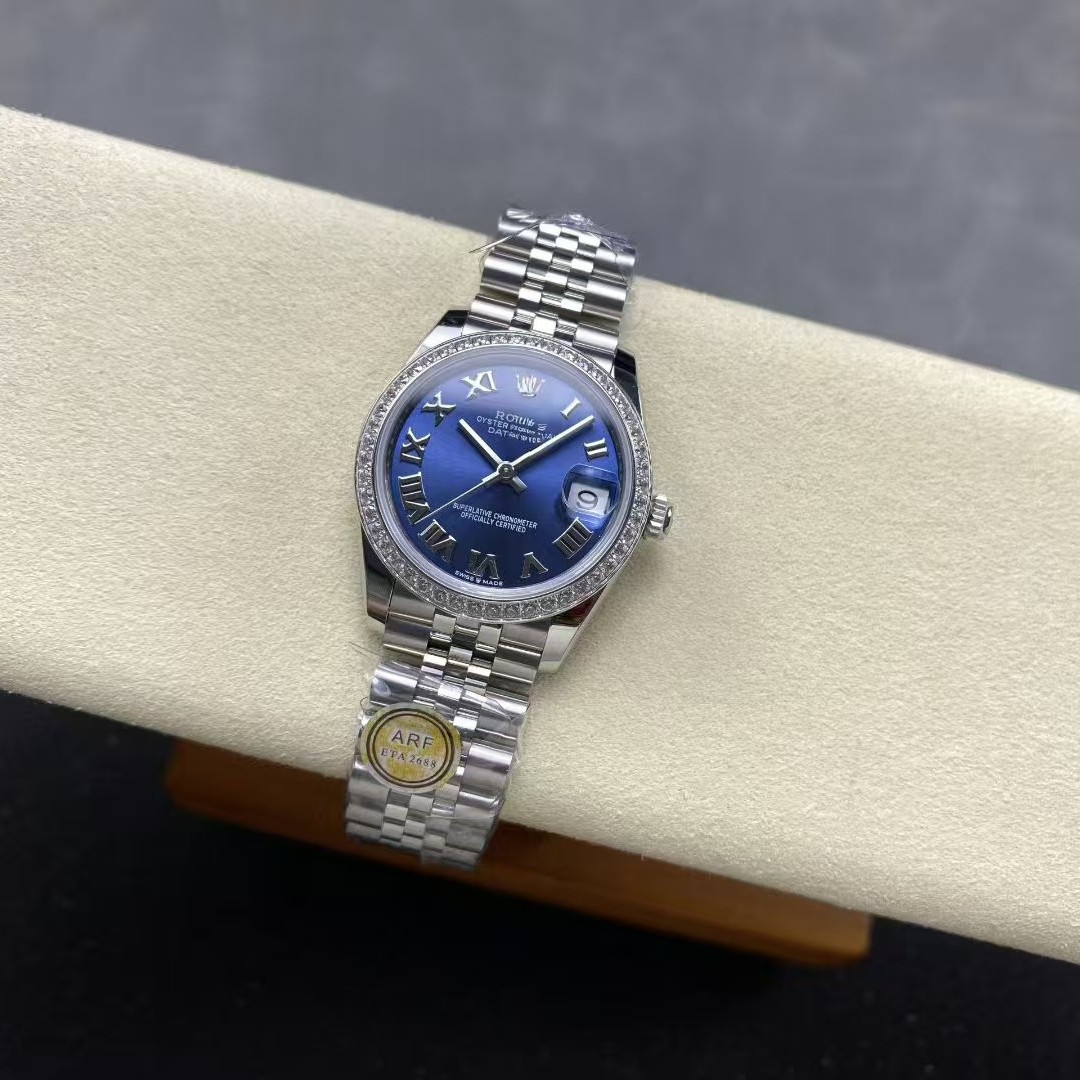 Arf Factory High Quality Iceberry Powder Rock Sugar Black Log Automatic Mechanical Watch Purple Plate Women's Diamond Factory Watch