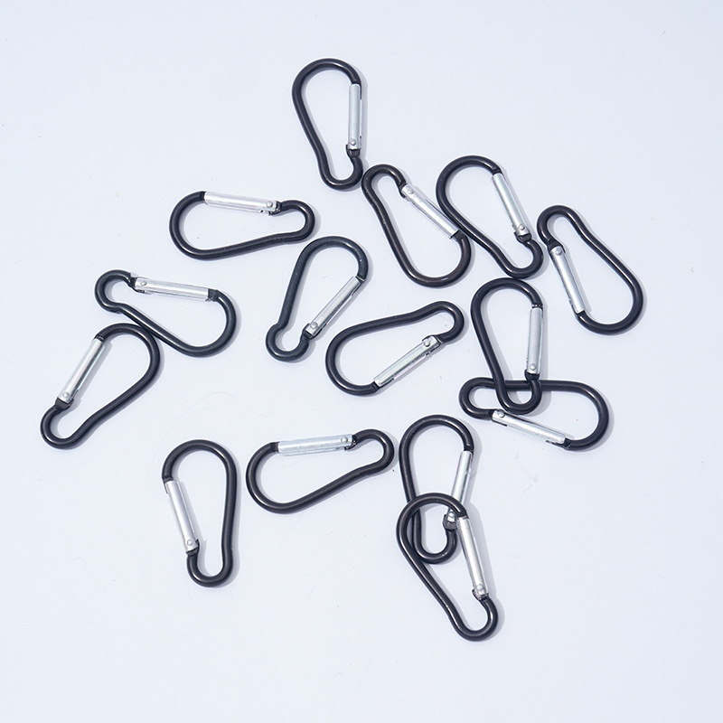 No. 5 Gourd Shape Carabiner Spring Aluminum Alloy Backpack Gourd Climbing Hook Carabiner Aluminum Black