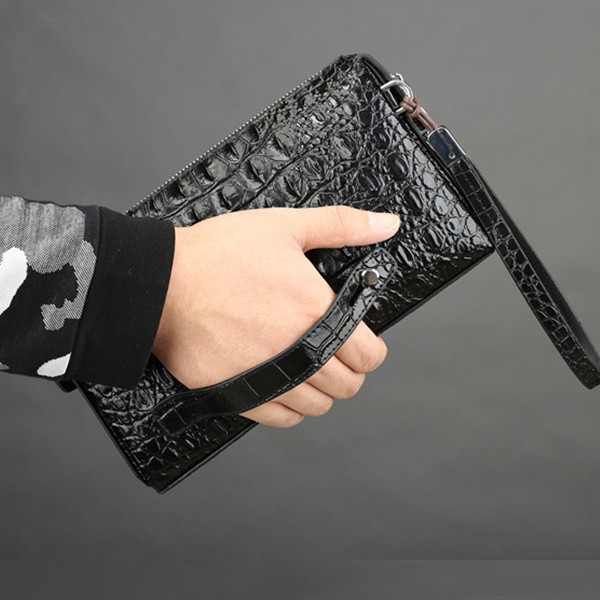 Men's Crocodile Patterned Leather Clutch Bag Casual Business High End Storage with Compartments Versatile Manufacturer's Bag_voghion.com