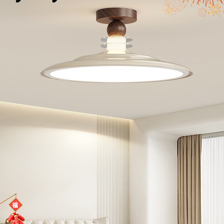 Bedroom Lamp in Walnut Color, French Mid-Century Style, Simple Cream Style, Eye-Protecting Led Ceiling Light for Study, New Model Lighting Fixture