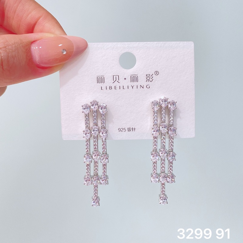 丽银丽贝丽影新款欧美时尚超闪锆石耳钉气质名媛风高级感轻奢耳饰|undefined