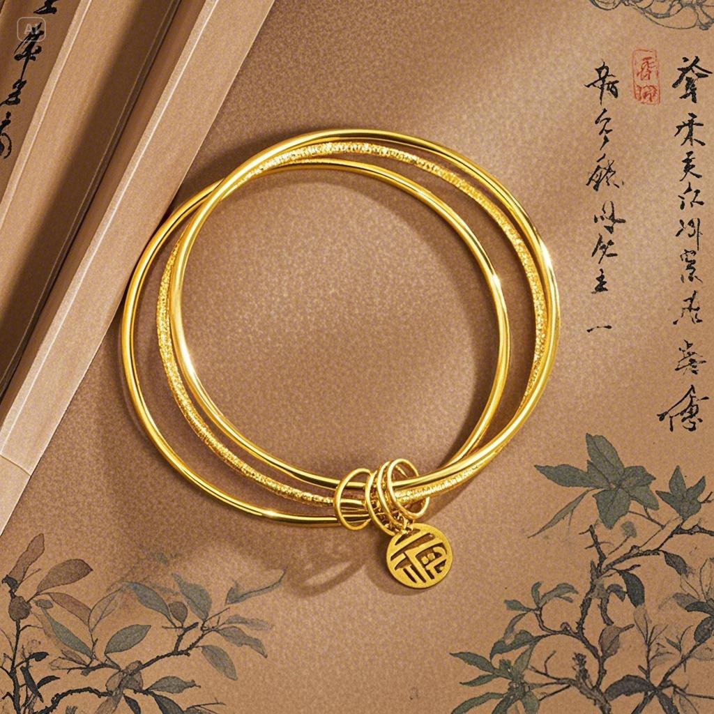 Nueva pulsera de oro de arena vietnamita de estilo chino, marea nacional antigua, marca Fu, pulsera Sansheng III, fabricante de joyería simple retro