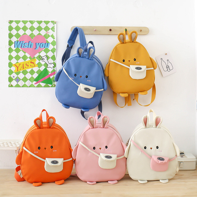 Kindergarten niños y niñas mochila lindo bebé escuela mochila de lona dibujos animados conejito niños mochila ligera
