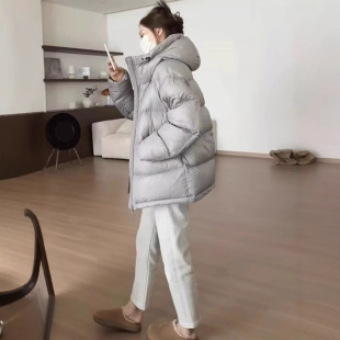 Thickened Warm White Duck Down Hooded Short 2024 Down Jacket Women's Winter New Loose Slimming Bread Suit Hugh