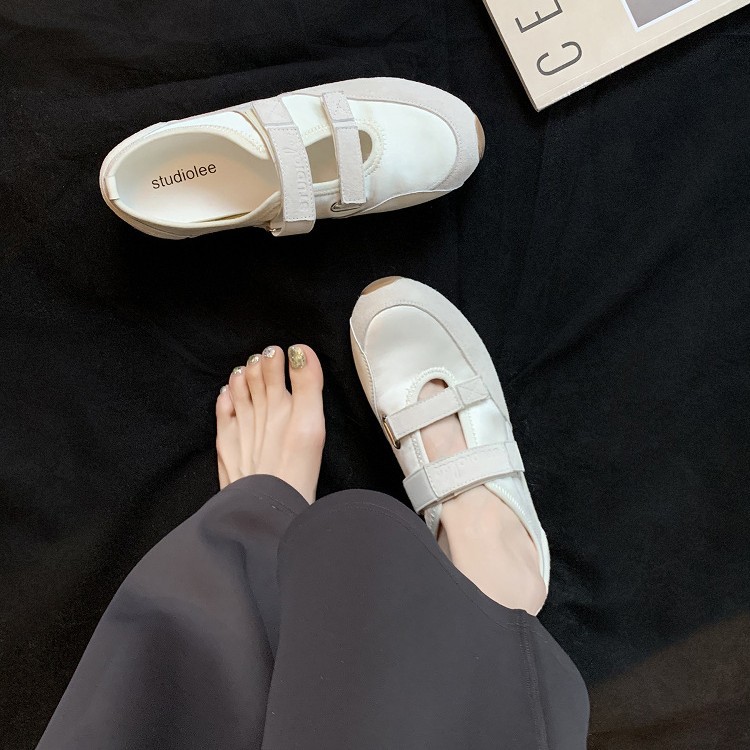 Versión de piel de vaca de la uva de la misma gota de agua hueco doble velcro ballet mary-zhen zapatos deportivos casuales de mujer