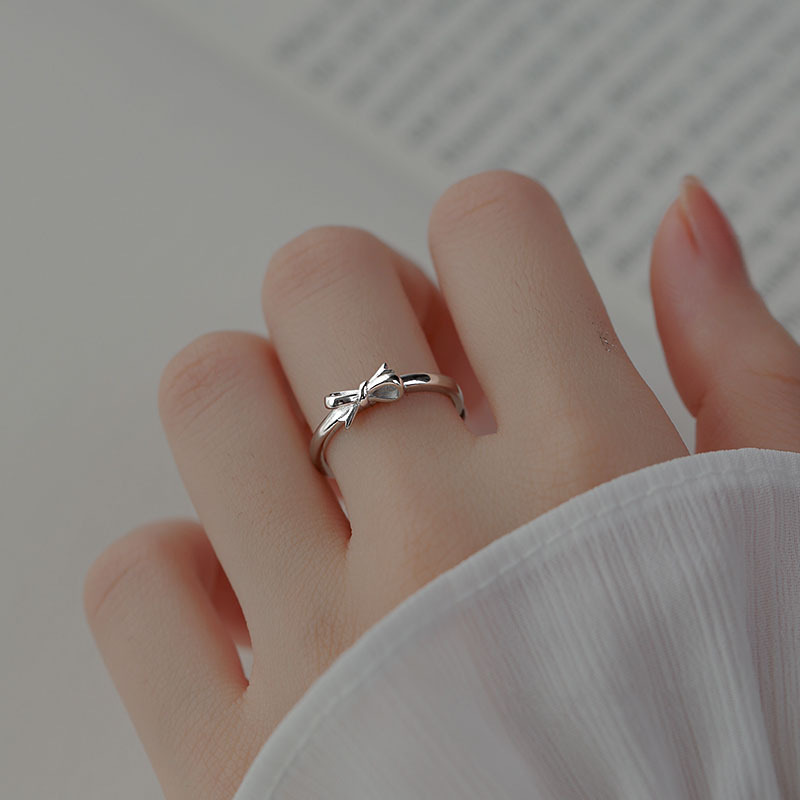 Brand small design cute fresh ring with bow